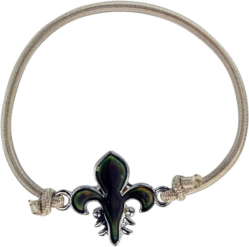 Mood Bracelet Fleur De Lis Charm Tan Grey Bracelet with Color Changing Mood Fleur De Lis - Fashion Jewelry