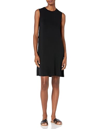Amazon Essentials Women's Jersey Relaxed-Fit Muscle-Sleeve Swing Dress, Black, Medium in Kenya