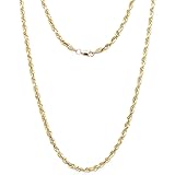 Floreo 10k Yellow Gold 2mm Solid Rope Chain Diamond Cut Necklace