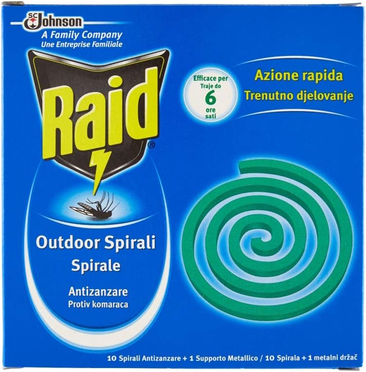 Raid Mosquito Repellent Spirals with Metallic Stand 6 Packs of 10 [60