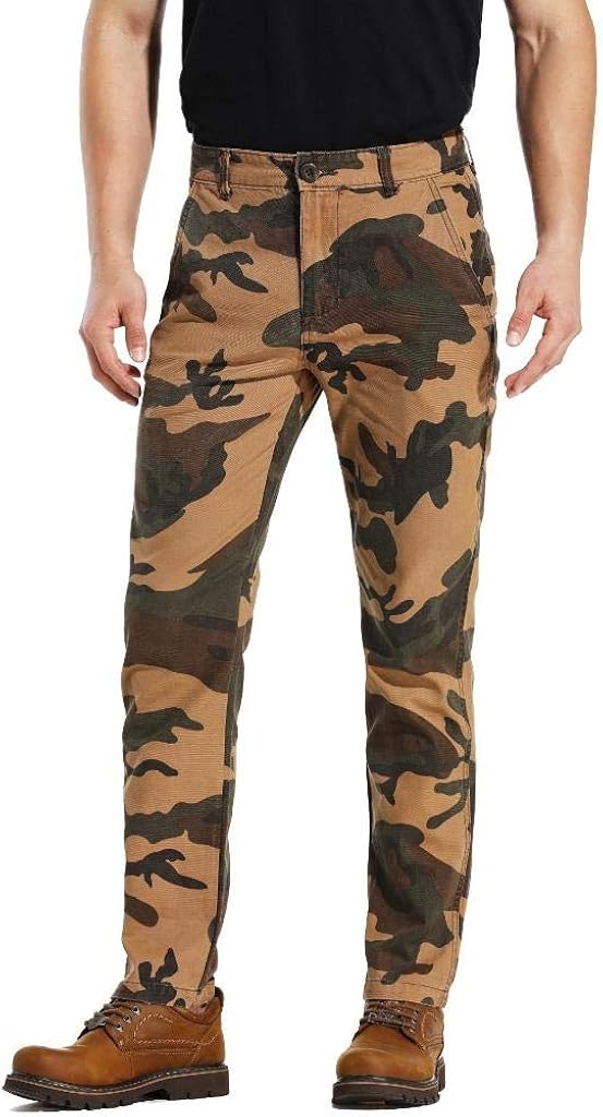 AKARMY Men's Cotton Casual Military Army Camo Combat Work Cargo Pants with 8 Pockets at  Men’s Clothing store