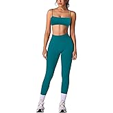ABOCIW Workout Sets for Women 2 Piece Seamless Bandeau Strappy Sports Bra High Waist Leggings Yoga Gym Work Out Clothes