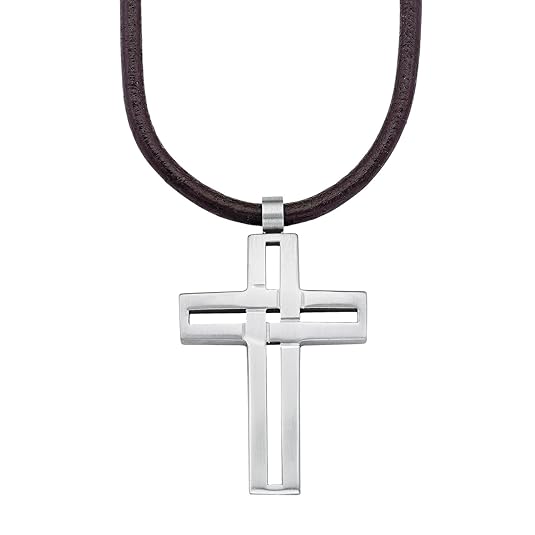 s.Oliver Herren-Kette mit Anhänger Kreuz Edelstahl Leder 50 cm - 566414