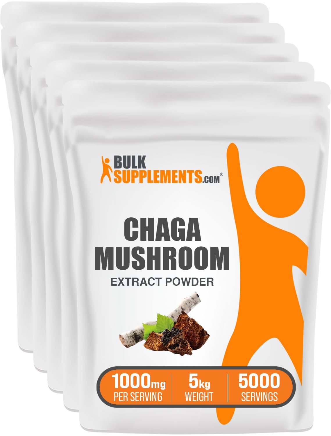 BulkSupplements.com Chaga Mushroom Extract Powder - Mushroom Supplement, from Chaga Mushrooms - 1000mg of Chaga Powder Extract per Serving, Gluten Free (5 Kilograms - 11 lbs)