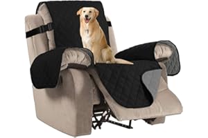H.VERSAILTEX Reversible Quilted Recliner Covers Recliner Chair Cover Water Resistant Furniture Protector Washable Couch Cover with Elastic Straps for Kids, Pets (Recliner, Black/Grey)