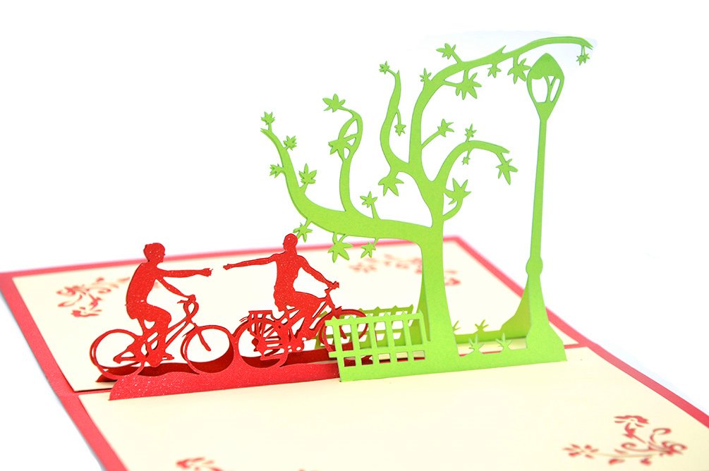 Medigy Handmade 3D Pop Up Greeting Cards for Valentines,Lovers,Couple's/Valentines Day Gifts Cards (Bicycle lovers)