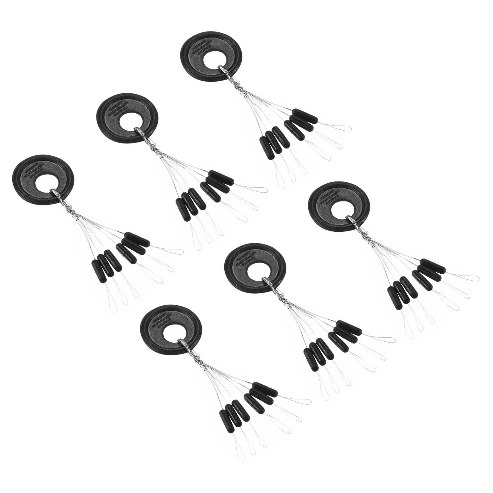 PATIKIL Fishing Rubber Bobber Beads Stoppers, 300 Pieces 6 in 1 Float Sinker Stops Cylinder Shape M Size for Fishing Line, Black — image 1