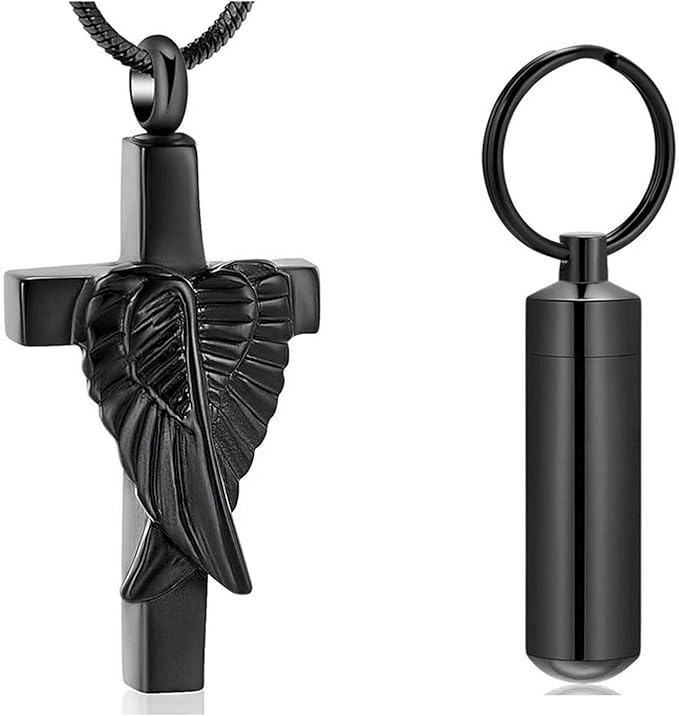 Cremation Jewelry for Ashes Cross/Keychain Stainless Steel