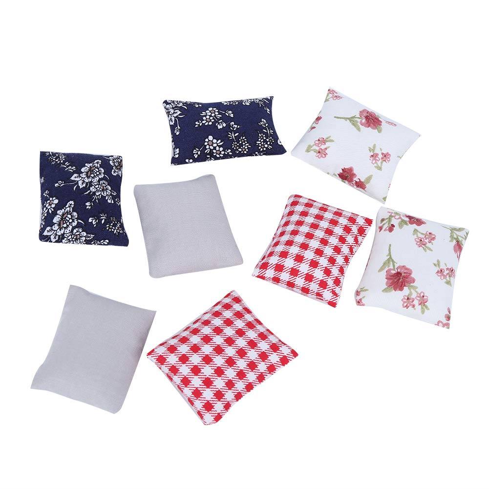 8pcs Dollhouse Pillow, Miniature Furniture Accessories, 1:12 Scale Simulated Pillow Cushions, High-Detail Decor for Doll House, for Collectors and Hobbyists, Perfect for Home or Party Decoration
