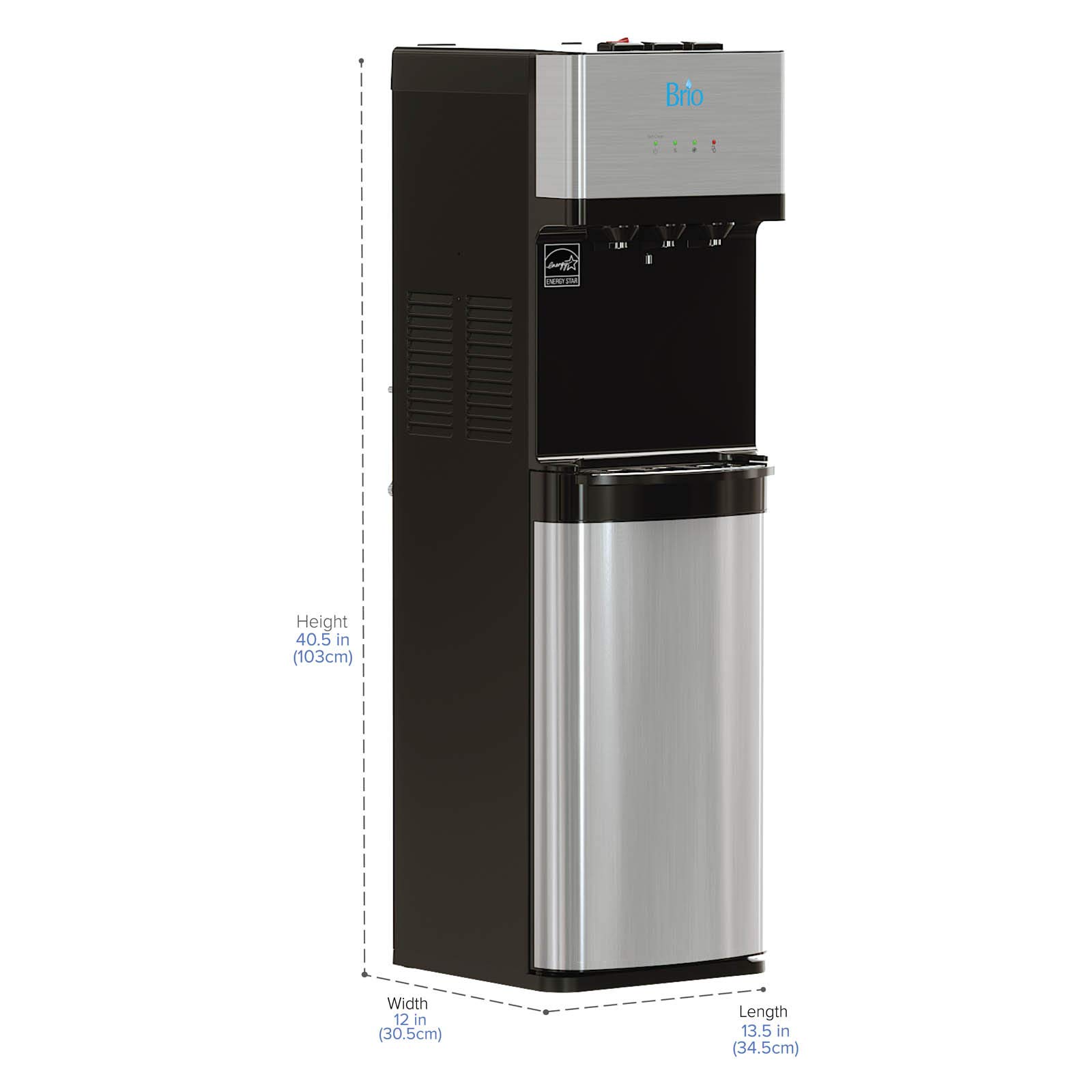 Brio 520 UV Self-Cleaning Bottleless Water Cooler Dispenser, UL Certified | Built-in 2 Stage Filtration (2 Free Replacement Filters Included) Reduces PFAS & Microplastics | 3 Temp (Hot Cold, Room)