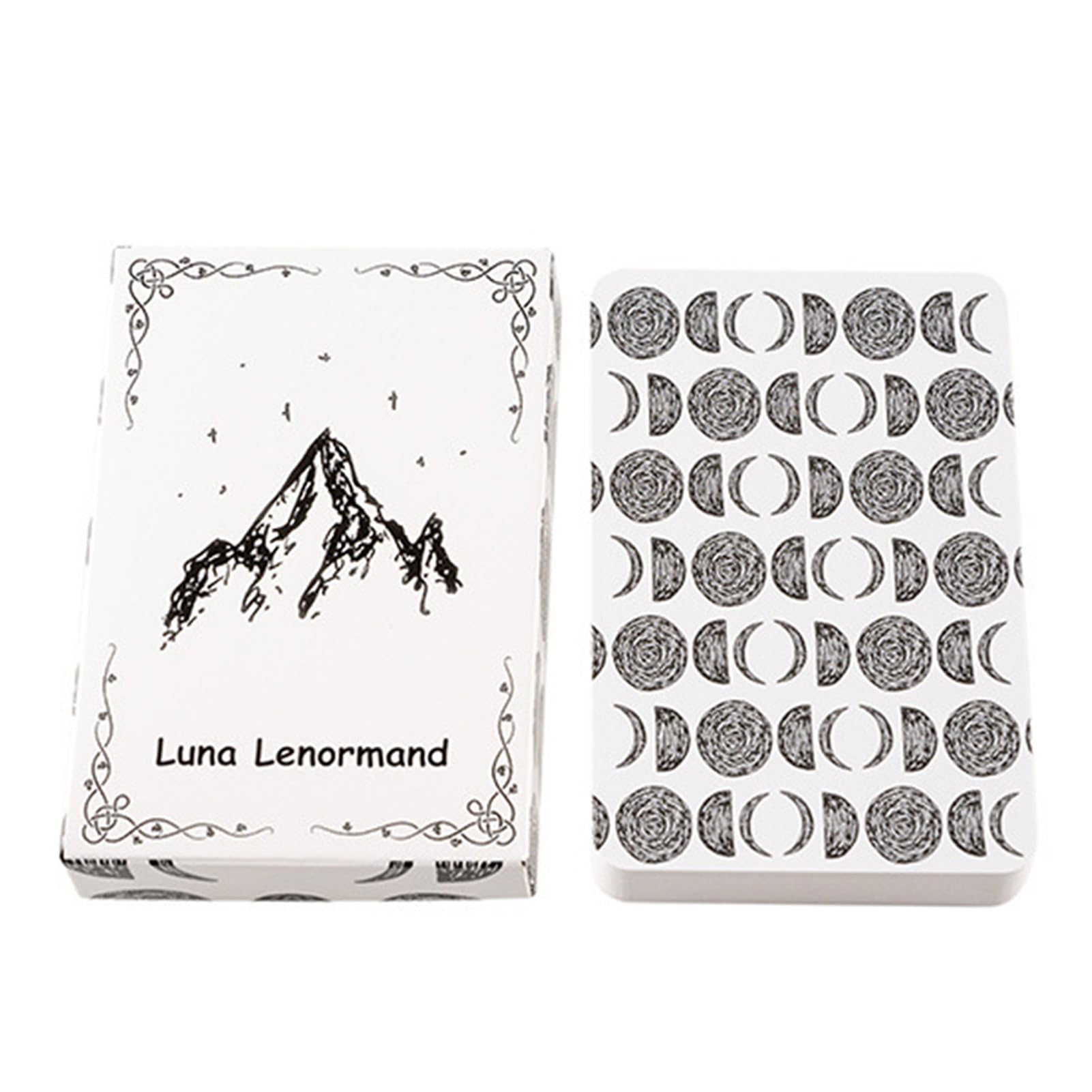 36 Cards Sketch Luna Lenormand, Simple Black and White Lenormand, Learning Tarot Cards Deck, Meanings on Them for Beginners Game Cards