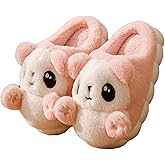 HANDKEI Women's bear slippers, animal slippers, home and indoor plush slippers