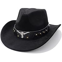 Cappello Da Cowboy Western Unisex In Feltro - Tesa Larga, Cinturino In Pelle Con Borchie - Arrotolabile Per Viaggi - 2