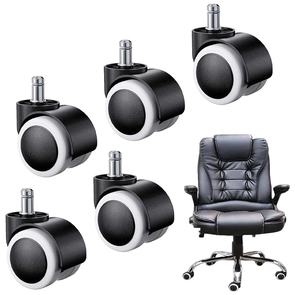 Office Chair Wheels, 5 Pcs Chair Casters Replacement 11 mm x 22 mm Universal Rollering Wheels for Office Chair for Office Chairs Gaming Chair Swivel Chair