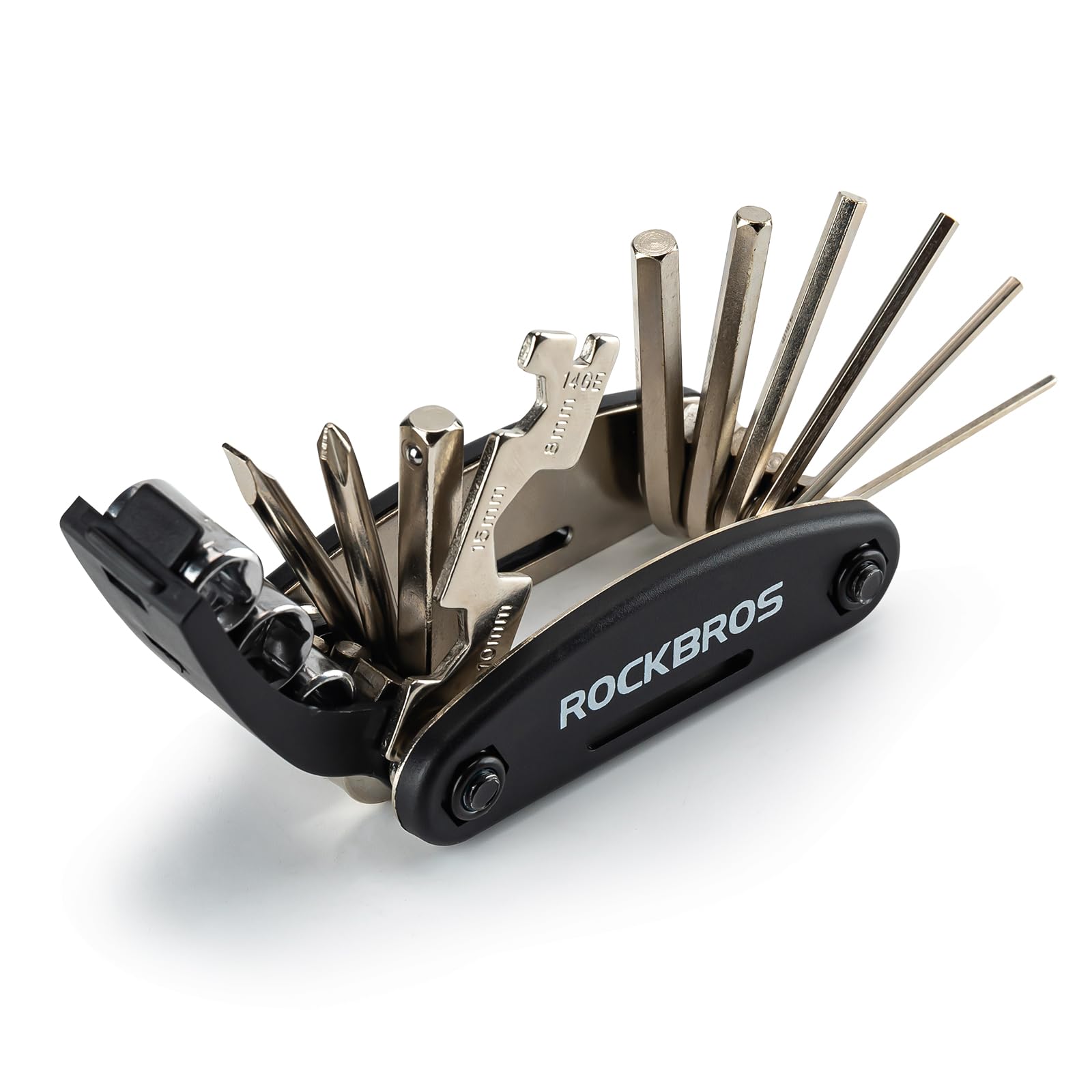 ROCKBROS Bicycle Repair Tool Bike Pocket Multi Function Folding Tool 16 in 1 Black