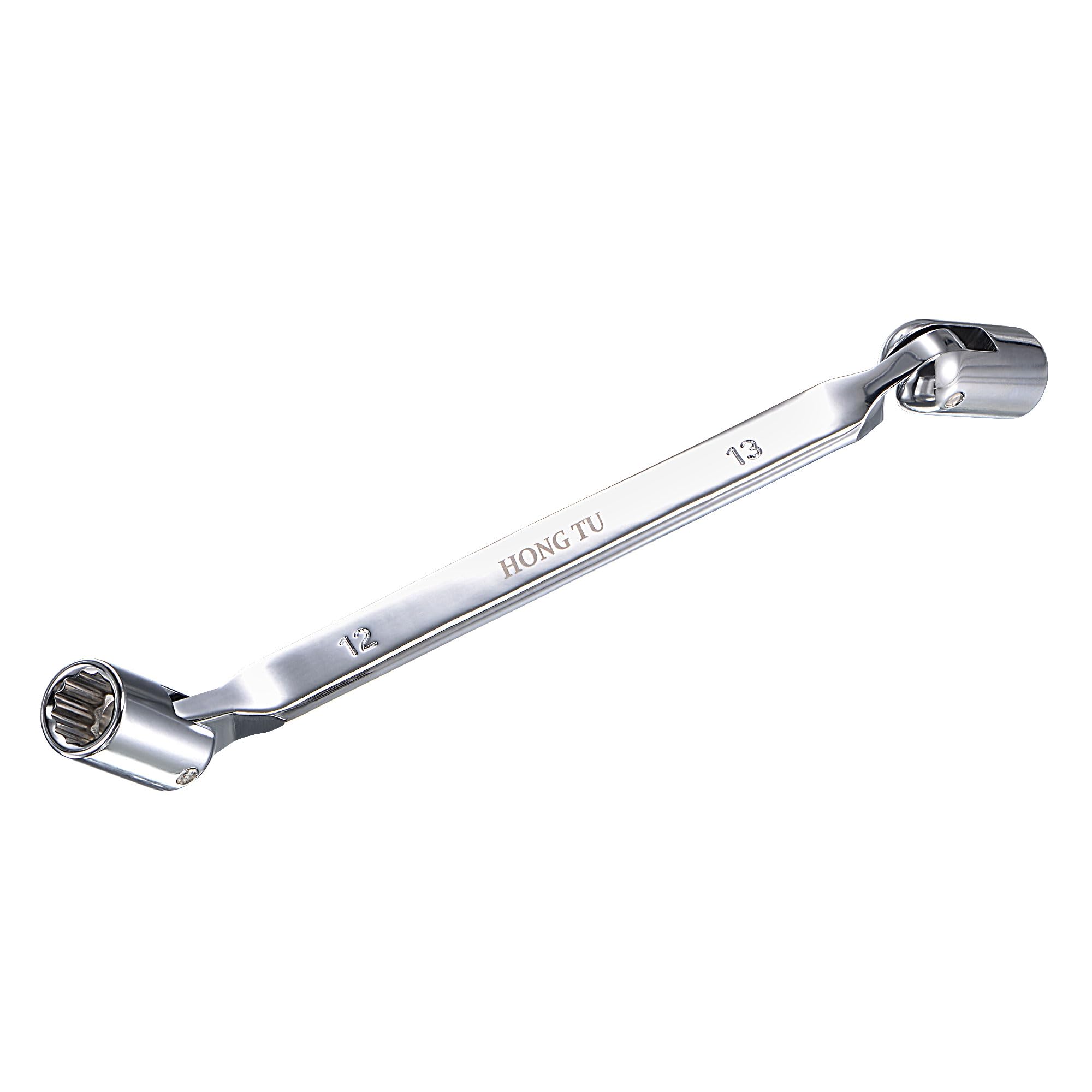 uxcell 12 Point Flexible Head Socket Wrench, 12mm x 13mm Metric Double Swivel Box End, CR-V 180 Degree Rotation for Mechanical Repair