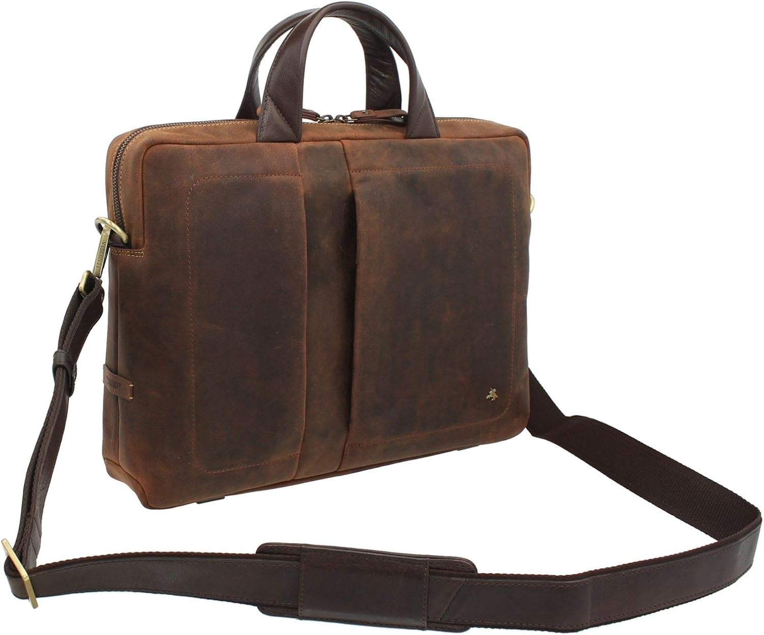 VISCONTI Toscana Collection Distressed Leather Laptop Briefcase OCTO 13 TC76 Havana Tan - Image 4