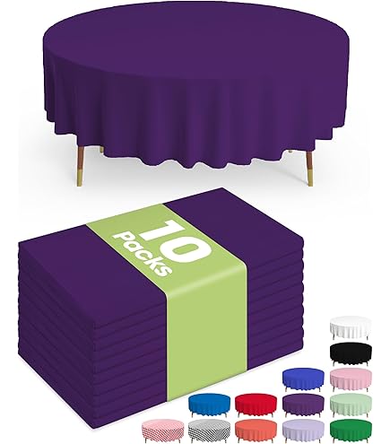 Niuara Purple Plastic Table Cloth - 24 Pack 84" Round