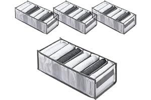 Aposemo Closet Organizers and Storage Clothes Drawer 7 Grids Mesh Visible With Handles (4 Pcs Grey Small)