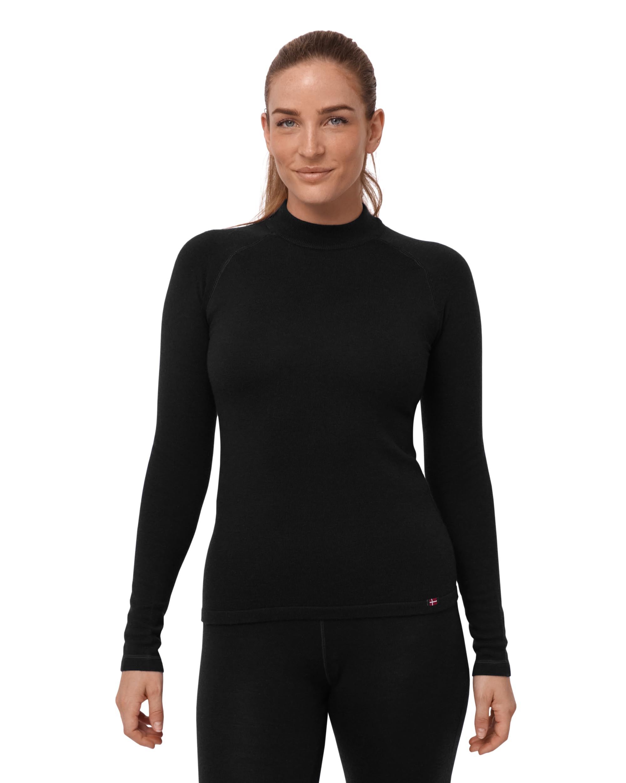 Photo 1 of DANISH ENDURANCE Merino Wool Thermal Tops Womens, for the Extreme Cold, Merino Wool Base Layer Womens, Black, Large