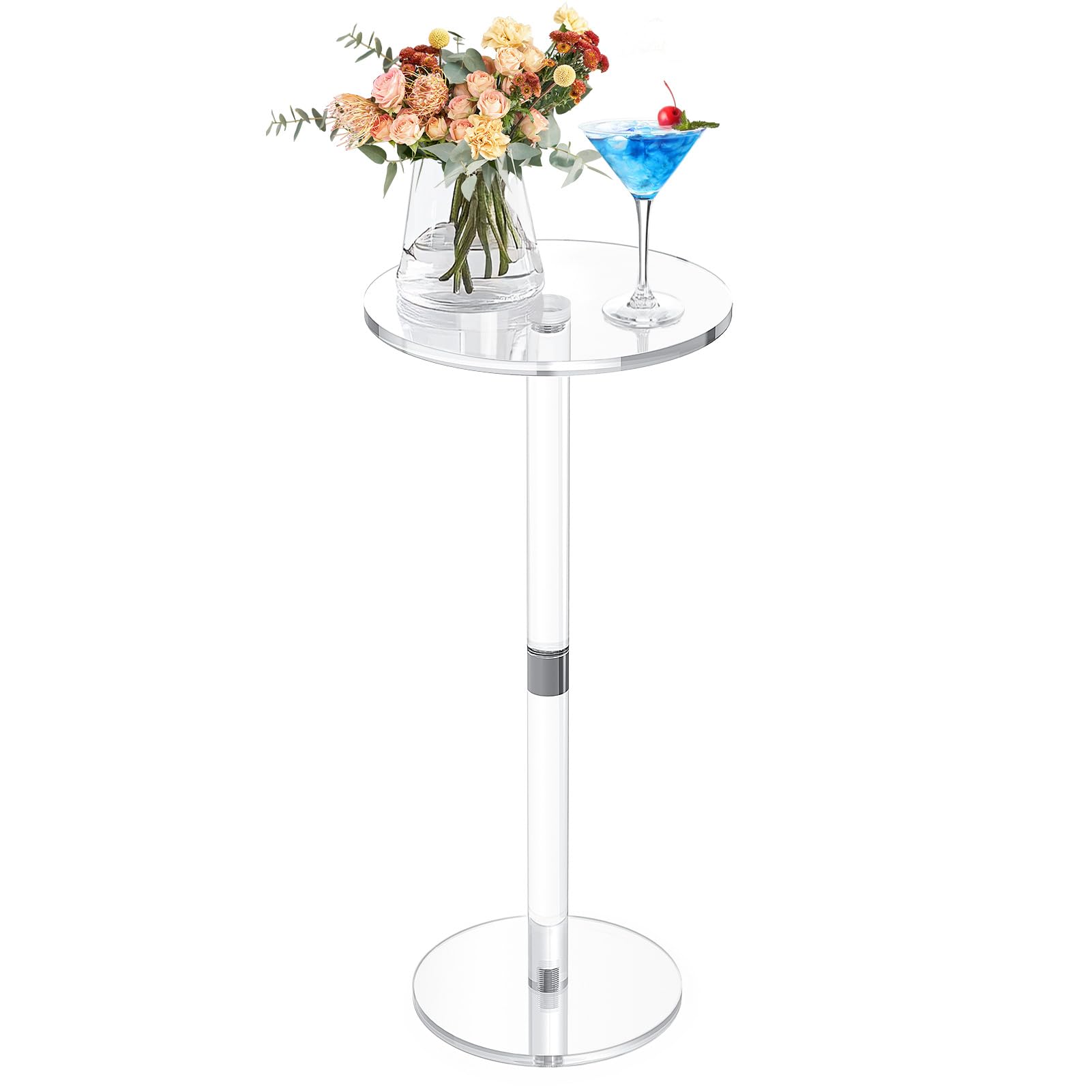 Photo 1 of Cilinta 9.8" Round Clear Acrylic End Table - Modern Small Space Side Table for Living Room, Bedroom, Office, Outdoor | Sturdy, Easy to Install, Multi-Purpose