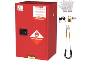 YOEXTO Flammable Storage Cabinet 23.23" x 18.11" x 35", 30 Gallon Galvanized Steel Flammable Cabinet, Fire Resistant Cabinet, Red