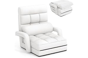 Giantex Folding Floor Chair with 6-Position Adjustable Backrest, Armrests & Removable Pillow, 330Lbs Capacity, Indoor Lazy Sofa Armchair, Chaise Lounger Bed, Gaming Recliner for Living Room Bedroom