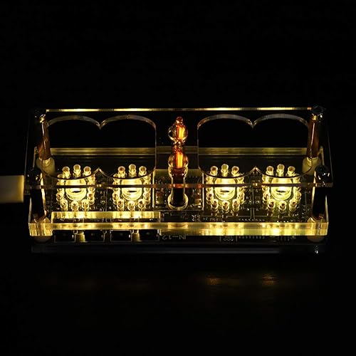 Nixie Tube Clock, IN-12 LED Tube Clock 4-Bit Seven-Color RGB LED DS3231 Digital Nixie Clock IN-12B
