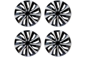 AIQIYING Hubcap Wheel Covers Replacement Size R15 Hub Caps Universal-Fit Steel Wheel Rims Cover ABS Tire Cap for Most Cars Trucks Sedans SUV -Set of 4（15-inch，Silver-Black）
