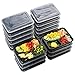 Meal Prep Food Containers 32 oz (20 Pack), Sable 3 Compartment Bento Lunch Boxes, Reusable Organization Cases, BPA Free (SGS & LFGB Certified, Heat and Cold Resistant, Stackable for Storage)