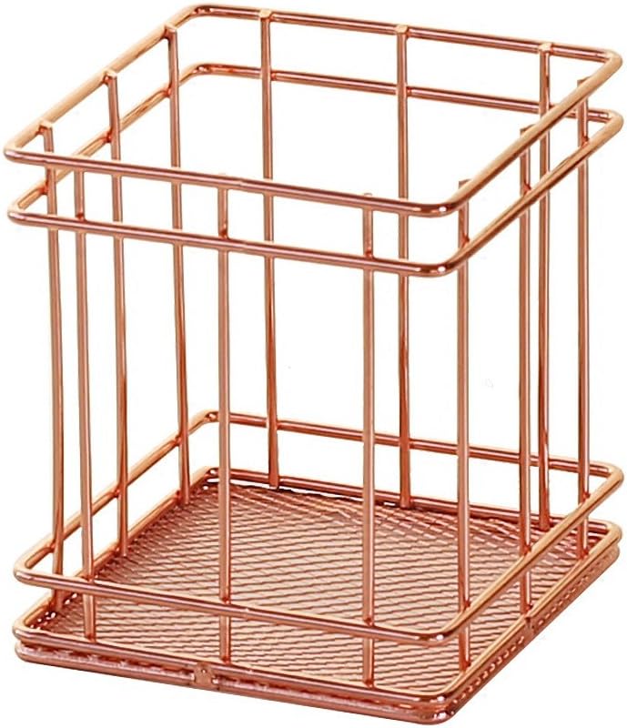 Zonyeo Mesh Wire Pen Holder Metal Pen Pencil Pot for Makeup Brush Kitchen Utensil Storage Organiser – Rose Gold