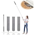 Retractable Gap Dust Cleaner with 3 Reusable Microfiber Dusting Cloths, Under Appliance/Refrigerator/Furniture Cleaning Tool with 100” Extension Pole, Washable Flat Gap Cleaning Duster by OOSOFITT