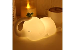 MAGOHMT Silicone Elephant Night Light for Kids - 3-Level Dimmable & Rechargeable LED Lamp, Touch Control Soft Animal Light for Nursery, Baby Room Decor
