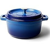 7 Quart Dutch Oven Pot with Lid, Non Stick Enameled Cast Iron Dutch Oven for Bread Baking, Heavy-Duty, Oven Safe Ceramic Cookware Up to 500°F for Baking, Braising, Stews, Roasting, Blue
