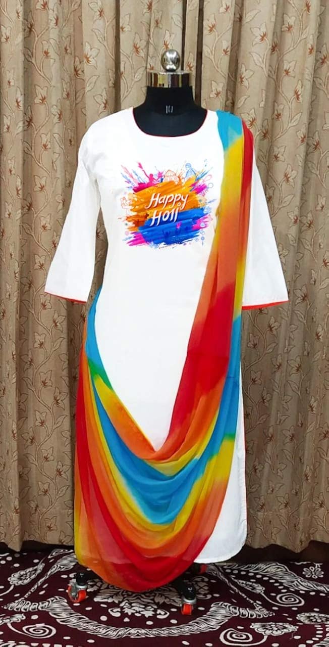 white dress with colorful dupatta