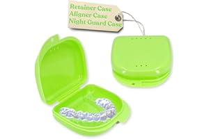 Genco Dental Retainer Case with Vent Holes - Orthodontic container for holding retainers, aligner, night-guard/mouth-guard. Small and Durable retainer case (Green)