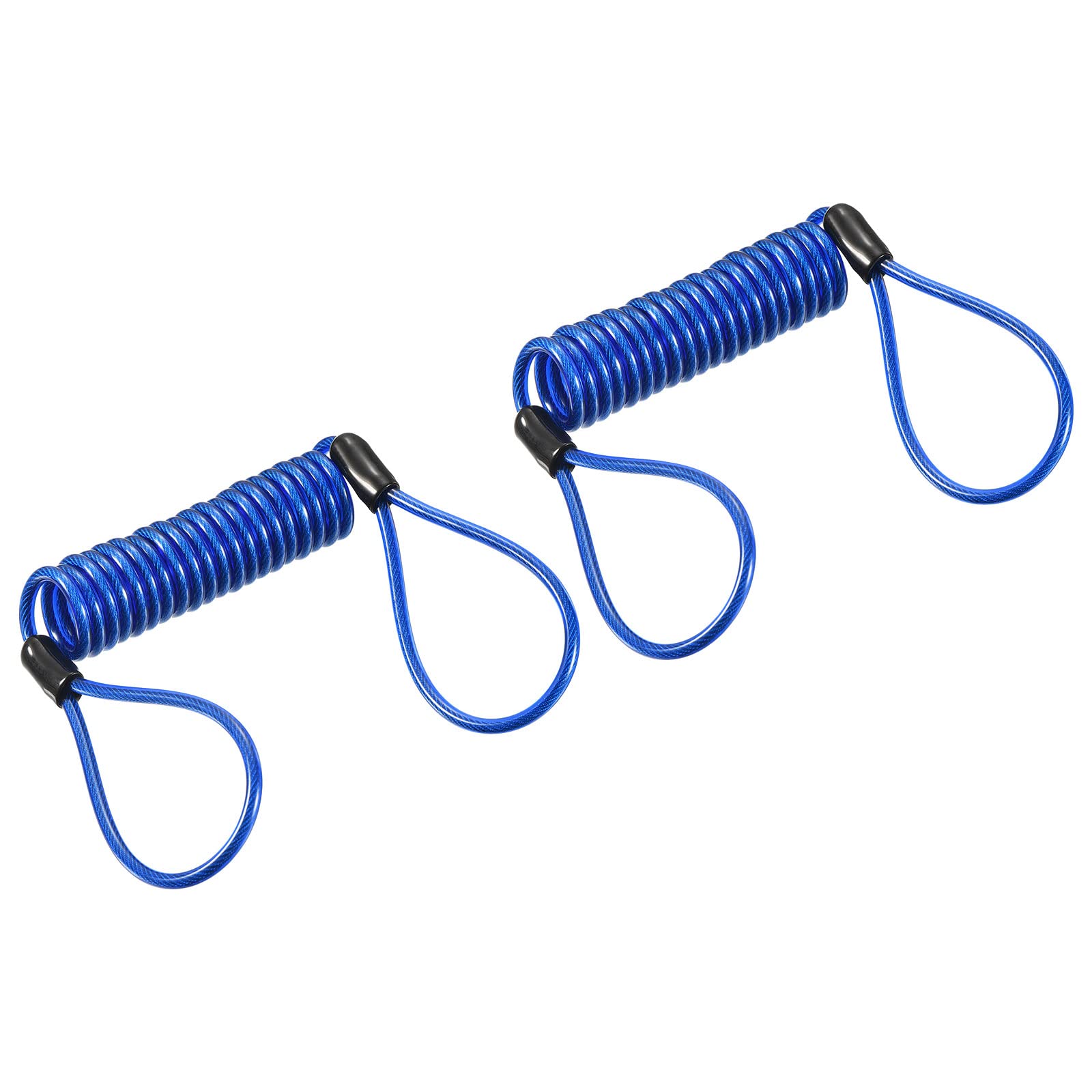 PATIKIL Security Steel Cable 3.5mm x 1.5m/4.92ft Coated Spring Luggage Lock Wire Rope with Double Loop Blue 2 Pack