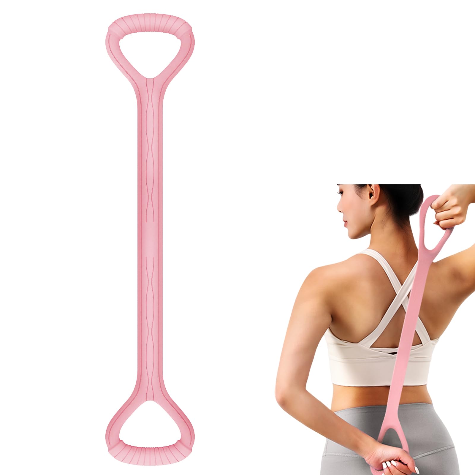 Adorila Figure 8 Resistance Band, for Men's and Women's Fitness, Portable Elastic Ropes for Yoga, Pilates（10LB Pink）