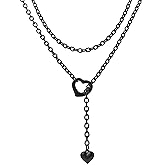 sroyte Heart Slip Chain Necklaces for Women Stainless Steel Y-Necklace Long Necklace for women Adjustable Long Chain Gothic Necklace