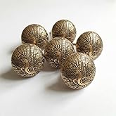 owlKraft Set of 6 Brass Knobs Kitchen Cabinet Pull knobs | Modern Drawer Knobs - Brass Peacock Patterned Knobs | Simple Hardware for Kitchen, Bathroom Cabinets &amp; Dressers | Vintage Shabby Chic 36 mm