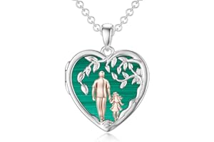 PROESS Father/Mother Daughter Locket Necklace S925 Sterling Silver Oxidized/Abalone Shell Daughter Gifts from Dad Mom I Love You Forever Daughter Locket Jewelry Gift