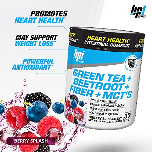 Green Tea Extract with Beetroot, Fiber and MCT's - For Healthy Weight Support, Cardiovascular and Intestinal Health - Powerful Antioxidant & Free Radical Protection - 30 Servings, Berry Splash