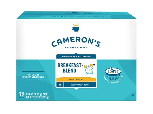 CAMERON’S COFFEE SINGLE SERVE PODS, BREAKFAST BLEND, 72 COUNT (PACK OF 1)