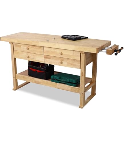 ◼️4drawers wood working table 作業台 Kahomvis 60 in. W x 20 in. D 4-Drawer Wood Workbench