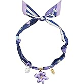 DoDoBeads Scarf Necklace for Women – Bandana Necklace, Adjustable Tie-Knot Neck Scarf with Floral/Enamel/Pearl Charms, Stainless-Steel Vacuum-Plated Hardware, Hypoallergenic, Gift Box & Velvet Pouch