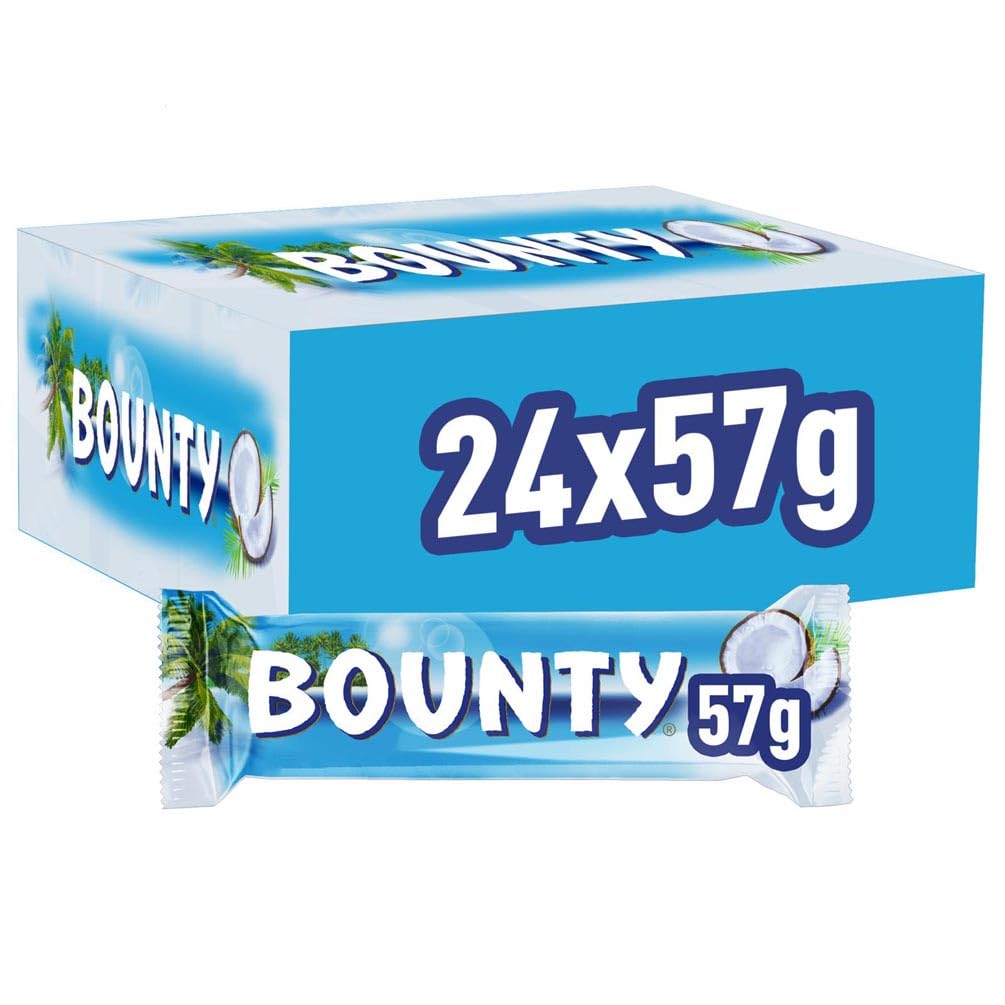 Bounty Schokoriegel, Kokos und Schokolade Geschmack, 24 Riegel in einer Packung (24x 57g)