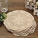 king do way 12Pcs Hand Crocheted Doilies,Beige 8'' Round Floral Crochet Lace Flower Doily French Country Placemat crocheted doilies
