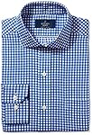 Buttoned Down Men's Fitted Cutaway-Collar Non-Iron Dress Shirt, Large Blue Gingham, 18.5" Neck 34" Sleeve