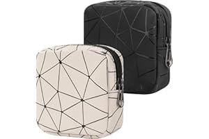 Desing Wish Sanitary Napkin Storage Bag, Menstrual Cup Pouch Nursing Pad Holder Tampon Bags Feminine Product Pouches Portable Period Kit Bag for Girls Women Ladies 2 Pack (Nude/Black)