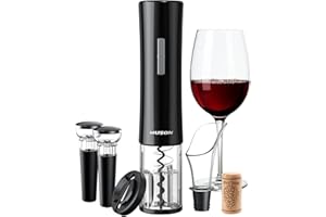 muson Electric Wine Opener, Automatic Corkscrew with Foil Cutter, 2 Vacuum Stopper, Aerator Pourer, Wine Bottle Opener Batter